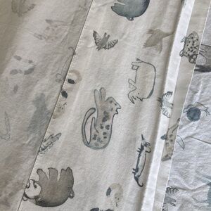 Restoration Hardware Wildlife Washed Percale‎ Top Sheet Full Ocean Grey